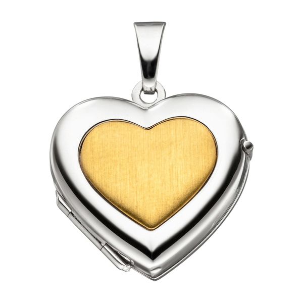 MedallionanhäNger Jobo "AnhäNger Medaillon Herz", Gold (Gelbgold 333), SchmuckanhäNger, Damen, Gelbgold 333 WeißGold 333, Gelbgold 333, WeißGold 333, 333 Gold Bicolor-image
