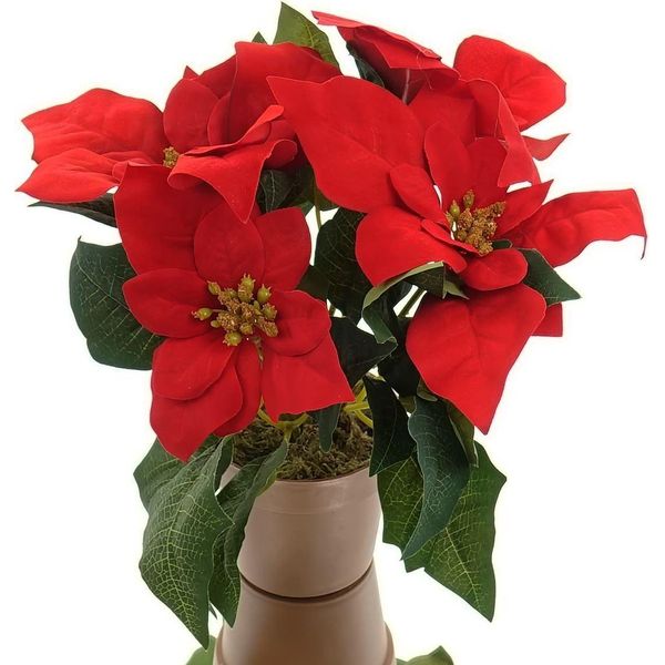 Stella Di Natale Rossa In Vaso Marrone Ø 30 - Fiori Artificiali-image