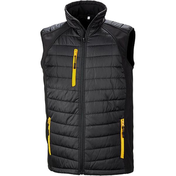 Result R238X | Gilet Softshell Compass Nero Da Uomo - Colore: Nero/Giallo - Taglia: Xxl-image
