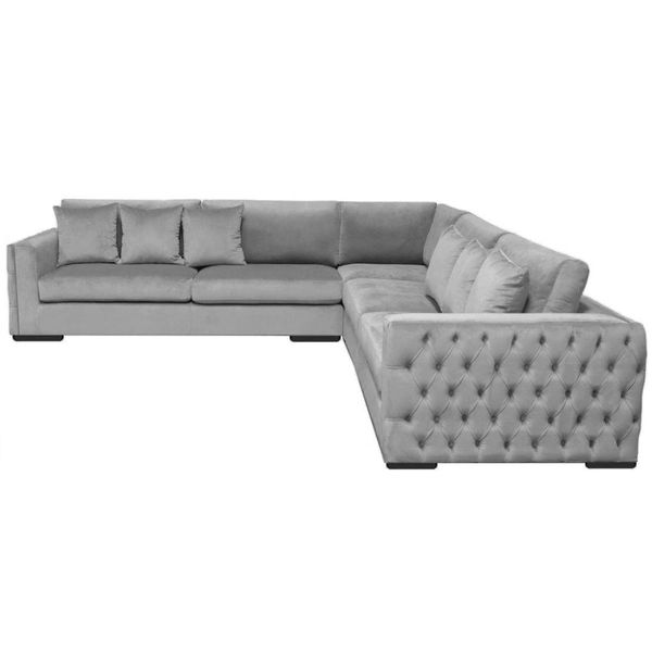 Divano Angolare Grigio Zona Giorno Divano Suite Angolare Tappezzeria Nuovo Design Creativo Arredamento-image