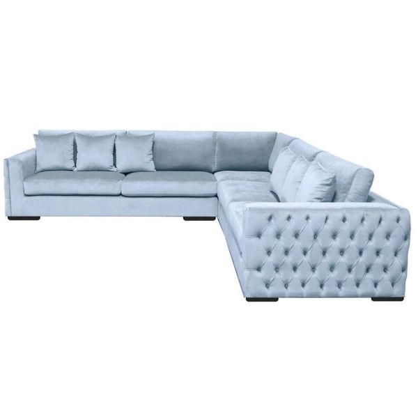 Divano Angolare Blu Zona Giorno Divano Suite Angolare Divano Imbottito Design Nuovo-image