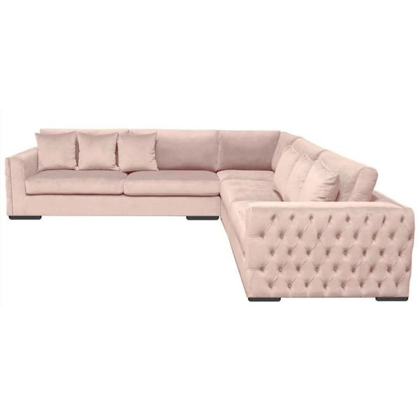 Divano Angolare Rosa Zona Giorno Divano Angolare Suite Imbottitura Tessuto Velluto Mobili Design-image