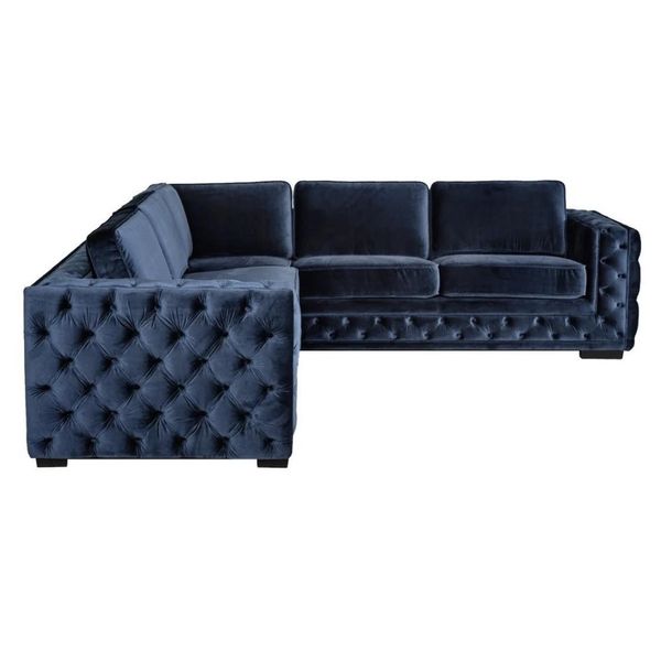 Divano Angolare Blu Navy Suite Angolare Imbottitura In Velluto Nuovo Arredamento Design Divano Zona Giorno-image