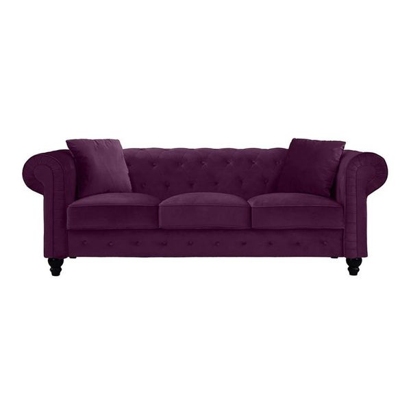 Viola Chesterfield Soggiorno Design Moderno Divano Mobili Creativi Tessuto-image