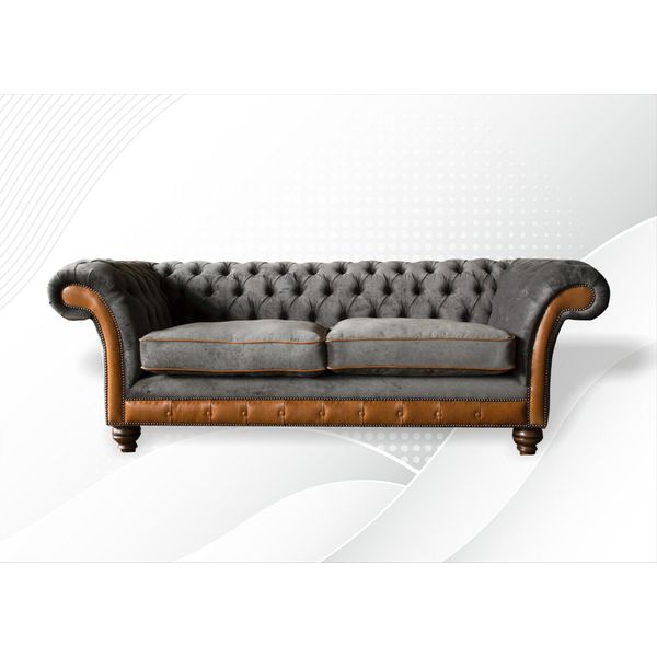 Divano 3 Posti Design Classico Divani Rivestimento Pelle Moderna Divani Chesterfield-image