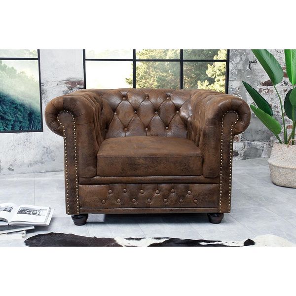 Poltrona Chesterfield Divano Televisione Divano 1 Posto Tessuto Divano Tessuto Tappezzeria Nuovo-image
