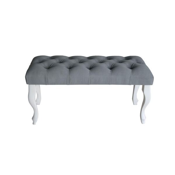Panca Imbottita Chesterfield Panca Imbottita Panca Imbottita Tessuto Tessuto Stile Legno Sgabello-image