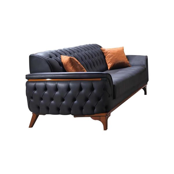 Lusso Divano Chesterfield Nero Moderno 3 Posti Mobili-image