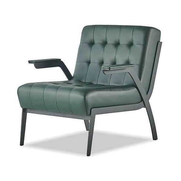 Poltrona Verde Design Moderno Acciaio Inox Pelle Chesterfield Legno Versatile-image