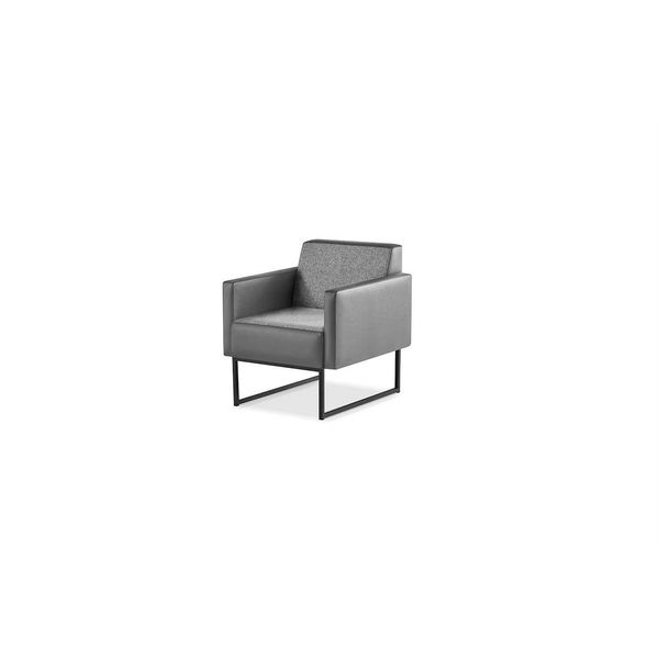 Poltrona Poltrona Grigio Unicolore Moderno 1 Posto Tessile Acciaio Inox Legno-image