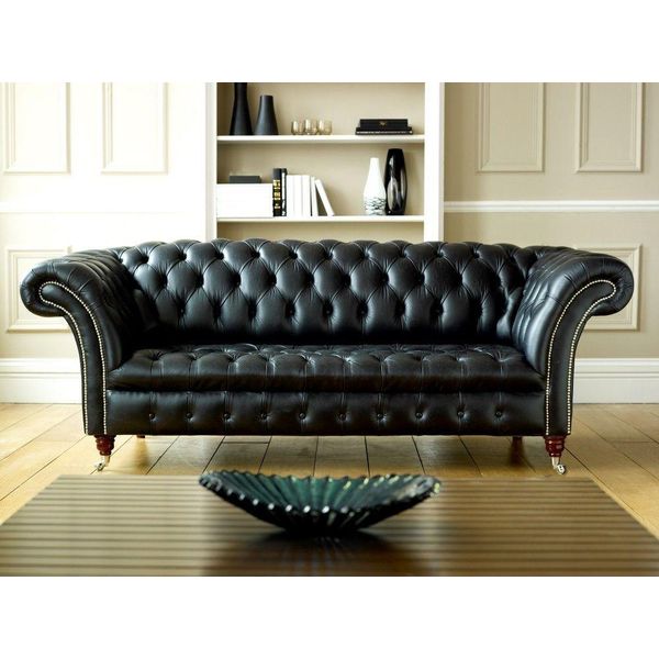 Chesterfield Design Divano Di Lusso Imbottito Set Di Divani In Pelle Tessile 3 Posti 108-image