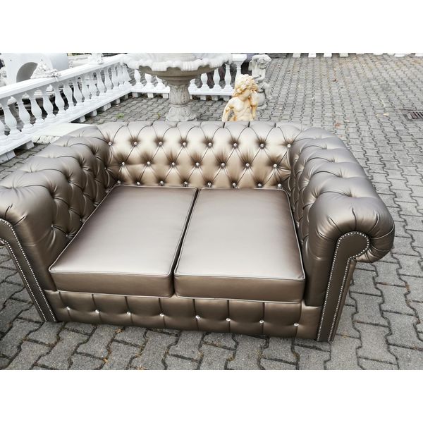 Xxl Divano Di Lusso Chesterfield Dorato Set Divano Divani Divani Imbottiti 3+2-image