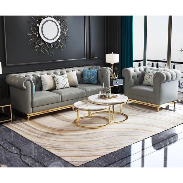 Divano Chesterfield Di Lusso Divano Imbottito Sedile In Pelle Suite 321 Divani A Sedere-image