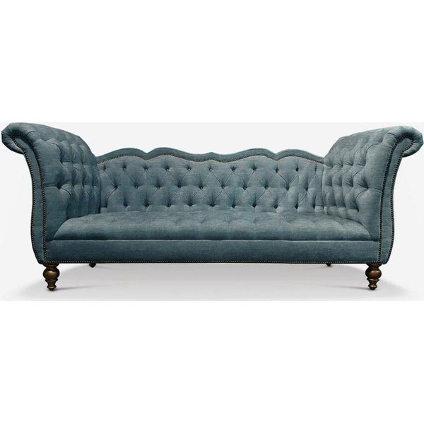 Divano Di Lusso Inglese Chesterfield Divano Tessile Colorato Turchese Blu Verde Divani-image