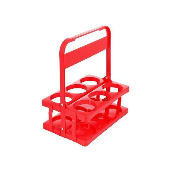 Supporto 6 Portabottiglie In Plastica Rosso-image