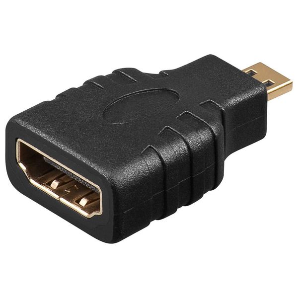 Goobay 68842 Adattatore Hdmi™, Placcato Oro, 1 Pezzo In Busta Di Plastica, Nero - Presa Hdmi™ (Tipo A) > Microspina Hdmi™ (Tipo D)-image