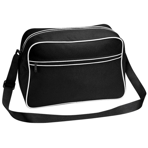 Bagbase BG14 | Borsa A Tracolla Retrò | 40 X 28 X 18 Cm - Colore: Nero/Bianco - Dimensioni: 40 X 28 X 18 Cm-image
