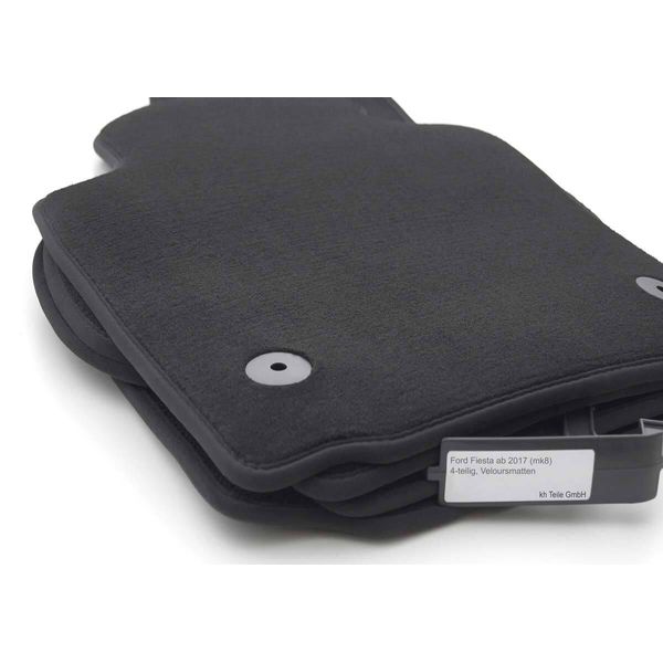 Tappetini Ford Fiesta (Mk8) Dal 2017 Set Di Tappetini Auto Velours In Qualità Originale 4 Pezzi Neri-image