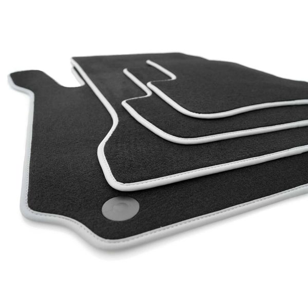 Tappetini Per Mercedes Classe C W205 / Estate S205 / Amg Tappetini In Moquette Per Auto Premium Velours Nero / Argento 4 Pezzi-image
