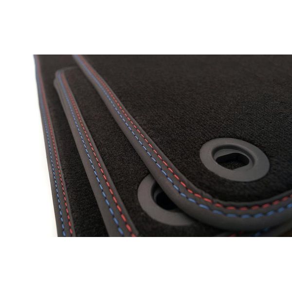 Tappetini Adatti Alla Serie 3 Bmw Cabrio E36 M3 Design Premium Velours Tappeto Auto Doppia Cucitura Rosso / Blu-image