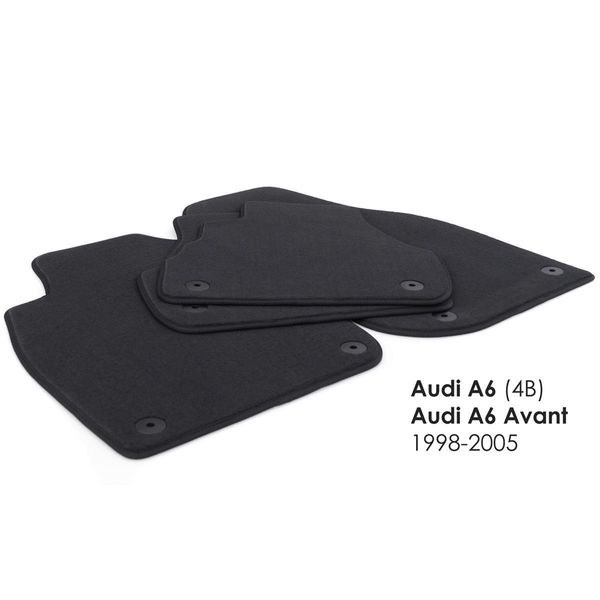 Tappetini Adatti Per Audi A6 C5 4B Tappeto Auto In Velours Di 4 Pezzi Nero-image