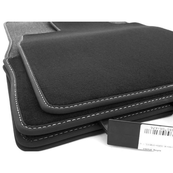 Tappetini Per Bmw Serie 5 F10 F11 M5 Tappetini Velours Tappetini Auto Premium Nero 4 Pezzi - Cuciture Argento-image