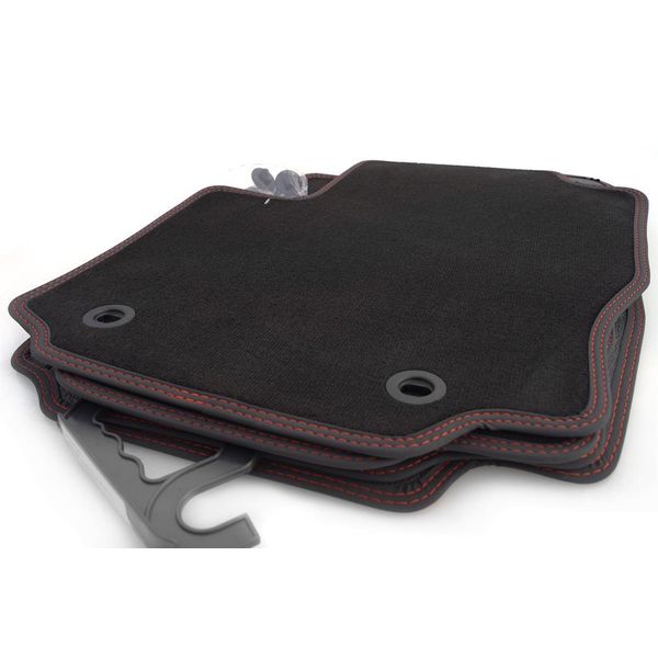 Tappetini Ford Mondeo (2007-2012) Tappetini Auto Premium Con Doppia Cucitura Rossa 4 Pezzi Accessori Tuning Tappeto Auto-image