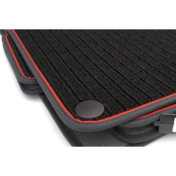 Tappetini Mercedes Classe C W203 S203 Originali Premium Quality 4 Pezzi, Banda Rossa-image