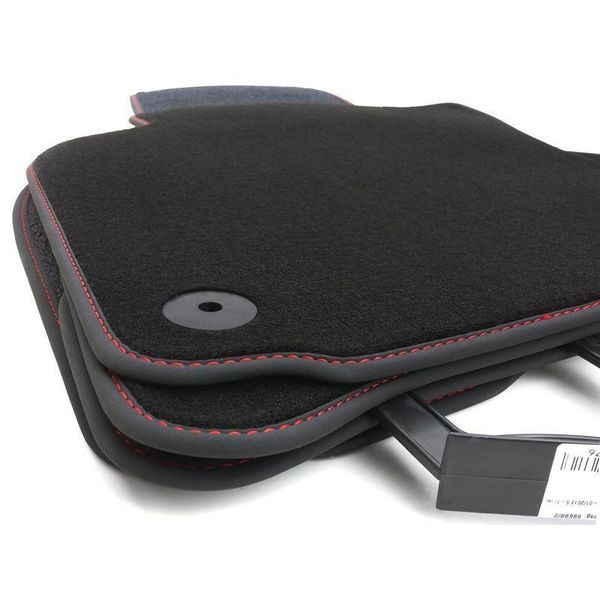 Tappetini Adatti Per Vw Golf 5 6 Scirocco Tappeto Auto Premium Velours 4 Pezzi Nero / Cuciture Decorative Rosso-image