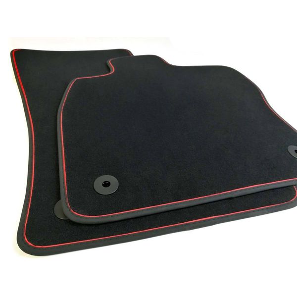 Tappetini Seat Leon Iii 5F Sport Premium R St Cupra Di Qualità, Tappetini Per Auto 2 Pezzi Banda Rossa, Velours Nero-image