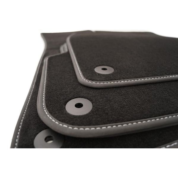 Tappetini Premium Per Audi A4 S4 RS4 (B6/B7) Set Di Tappeti Velours Originali Di Qualità Per Auto - Cuciture In Nabuk Argento-image