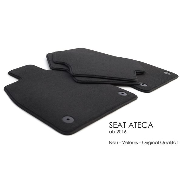 Tappetini Per Seat Ateca Fit Velours Originali Di Qualità Tappetini Per Auto 4 Pezzi Neri-image