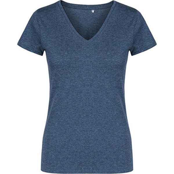 X.O By Promodoro 1525 | Maglietta Donna Con Scollo A V, Cotone Pettinato - Colore: Heather Navy - Taglia: 3XL-image