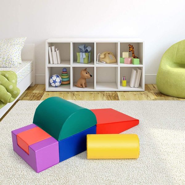 Costway 6 Tlg. Blocchi Da Costruzione In Schiuma, Blocchi Da Costruzione Giganti Per Scatenarsi E Arrampicarsi Blocchi Da Costruzione Grandi Per Bambini In Età Prescolare E Neonati Blocchi Da Costruzione Morbidi Blu+Rosso-image