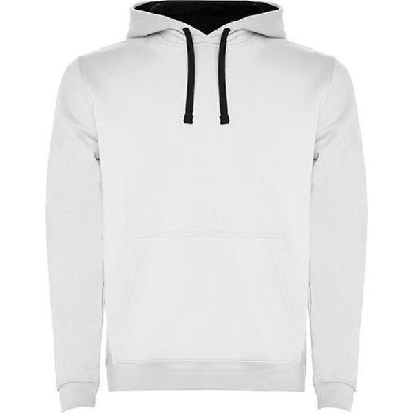Felpa Con Cappuccio Urban Da Uomo, Interno Spazzolato - Colore: White 01/Navy Blue 55 - Taglia: S-image