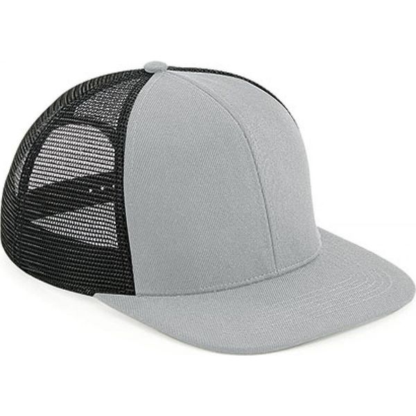 Beechfield B664 | Original Flat Peak 6 Panel Trucker Cap - Colore: Grigio/Nero - Taglia: Unica-image