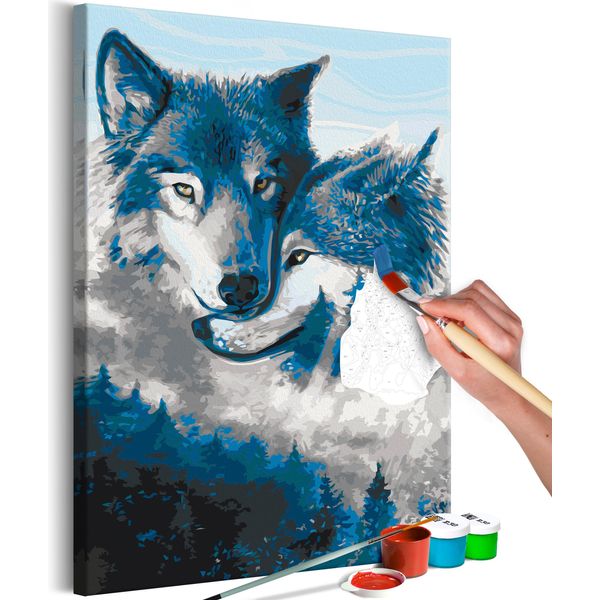 Tessuto Non Tessuto Painting By Numbers - Lupi In Amore 40X60 Cm Animali N-A-1205-E-A-image