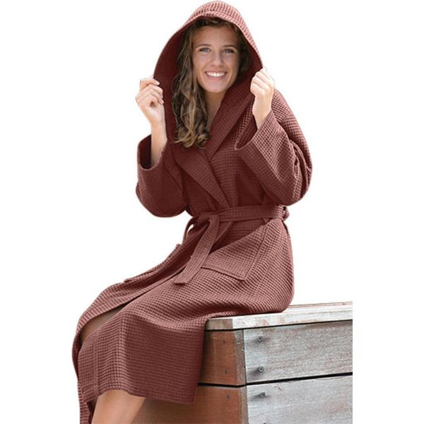 A&R 028.50 | Robezz® Accappatoio In Cialda Con Cappuccio Accappatoio Con Cappuccio - Colore: Rosa Antico - Taglia: 3XL-image