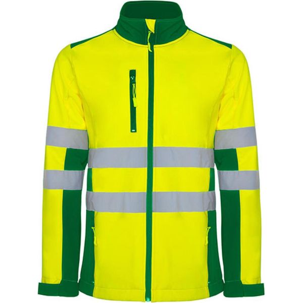 Roly Workwear HV9303 | Antares Giacca Softshell Hi-Viz Con Strisce Riflettenti - Colore: Garden Green 52/Fluor Yellow 221 - Taglia: 4XL-image