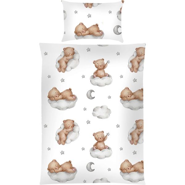 Biancheria Da Letto Per Bambini 2 Pezzi (100X135Cm / 40X60Cm), 100% Cotone - Biancheria Da Letto Per Bambini Con Motivo - Orso Cloud-image