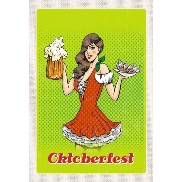 Vianmo Insegna In Legno 30X20 Cm MüNchen Frau Dirndl Bier-image