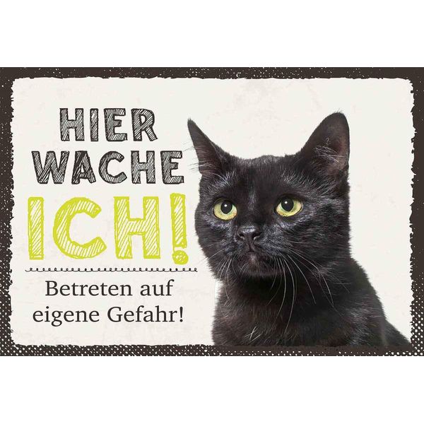 Vianmo Insegna In Legno 20X30 Cm Katze Hier Wache Ich Eigene Gefahr-image