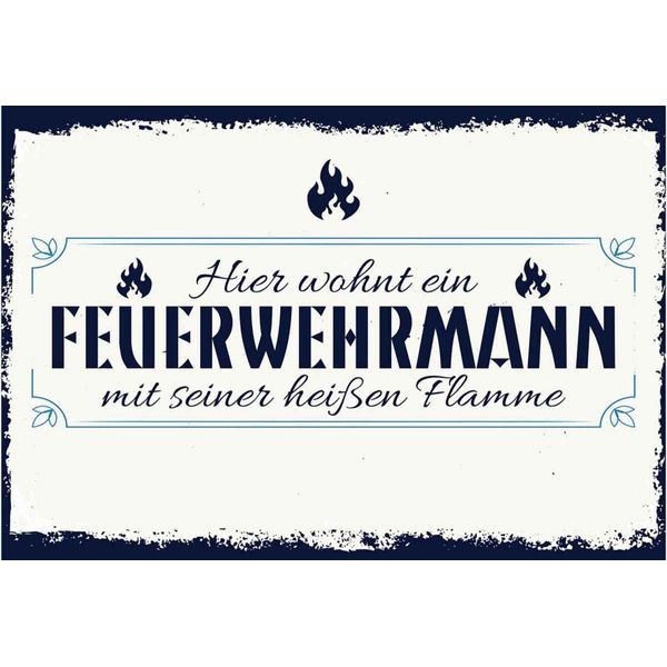 Vianmo Insegna In Legno 20X30 Cm Hier Wohnt Ein Feuerwehrmann-image