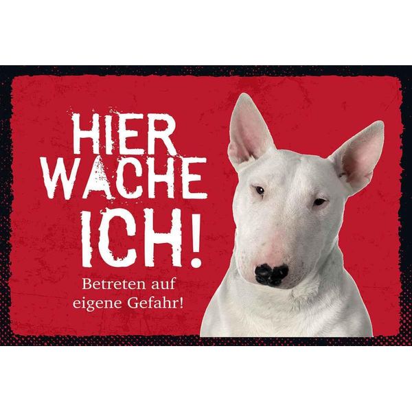 Vianmo Insegna In Legno 20X30 Cm Bullterrier Hier Wache Eigene Gefahr-image