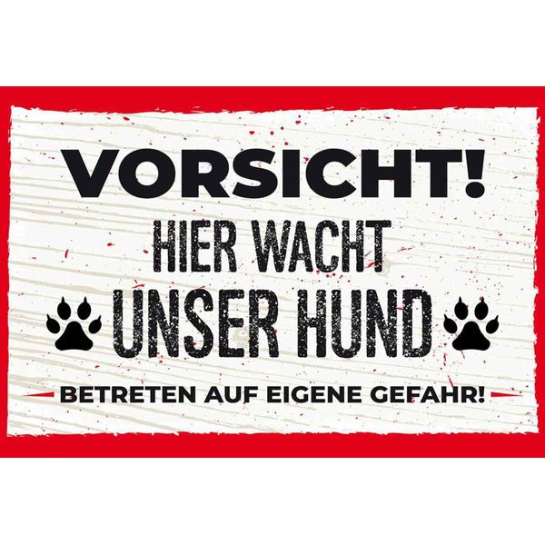 Vianmo Insegna In Legno 20X30 Cm Vorsicht! Hier Wacht Uner Hund!-image