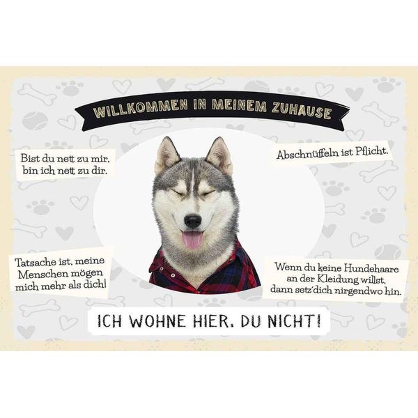 Vianmo Insegna In Legno 20X30 Cm Tiere Haski Willkommen Wohne Hier-image