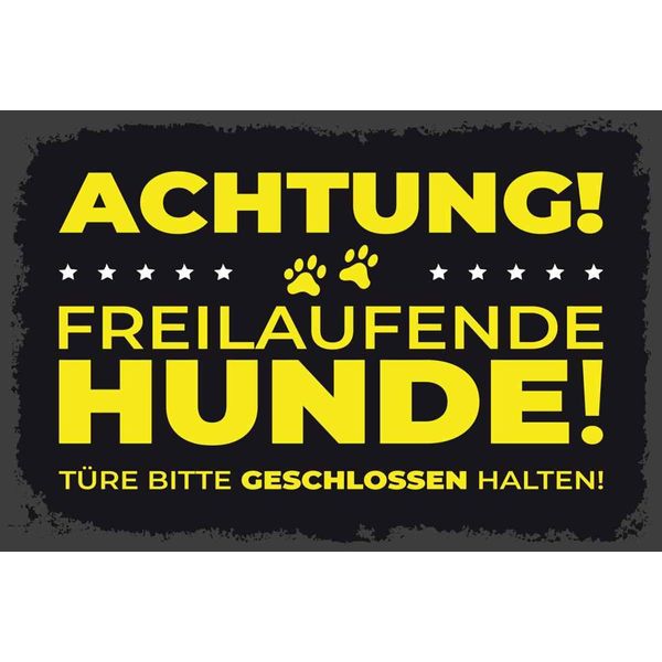 Vianmo Insegna In Legno 20X30 Cm Achtung Freilaufende Hunde-image