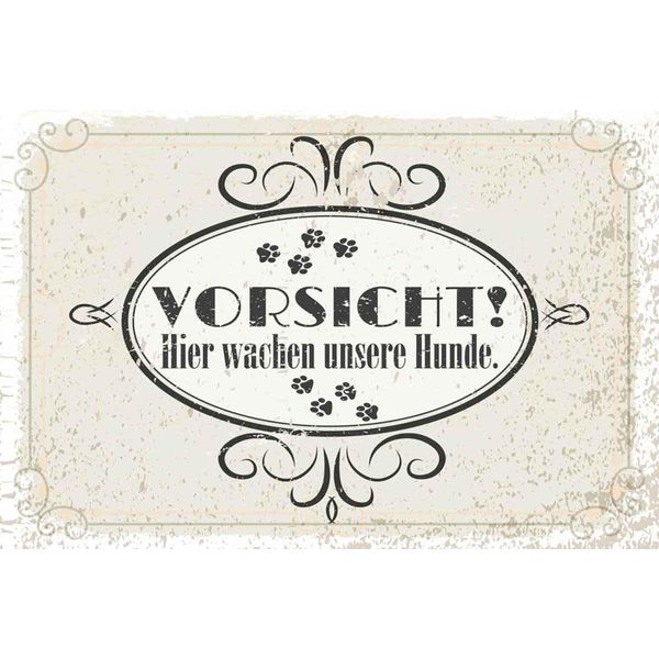 Vianmo Insegna In Legno 20X30 Cm Vorsicht Hier Wachen Unsere Hunde-image