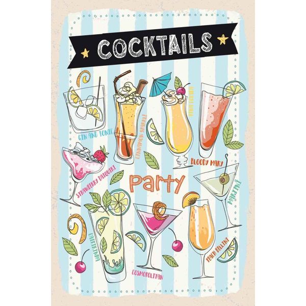 Vianmo Insegna In Legno 30X20 Cm Party Cocktails Capirinha Blood Mary-image