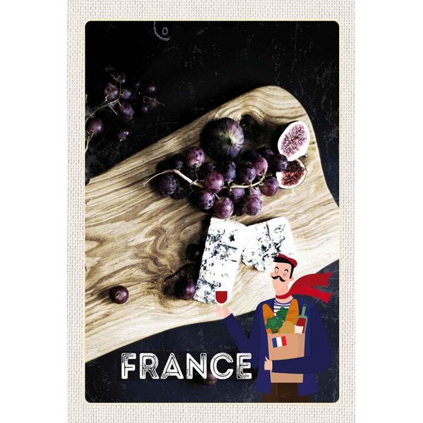 Vianmo Insegna In Legno 30X20 Cm Frankreich Trauben Feigen SchimmelkäSe-image
